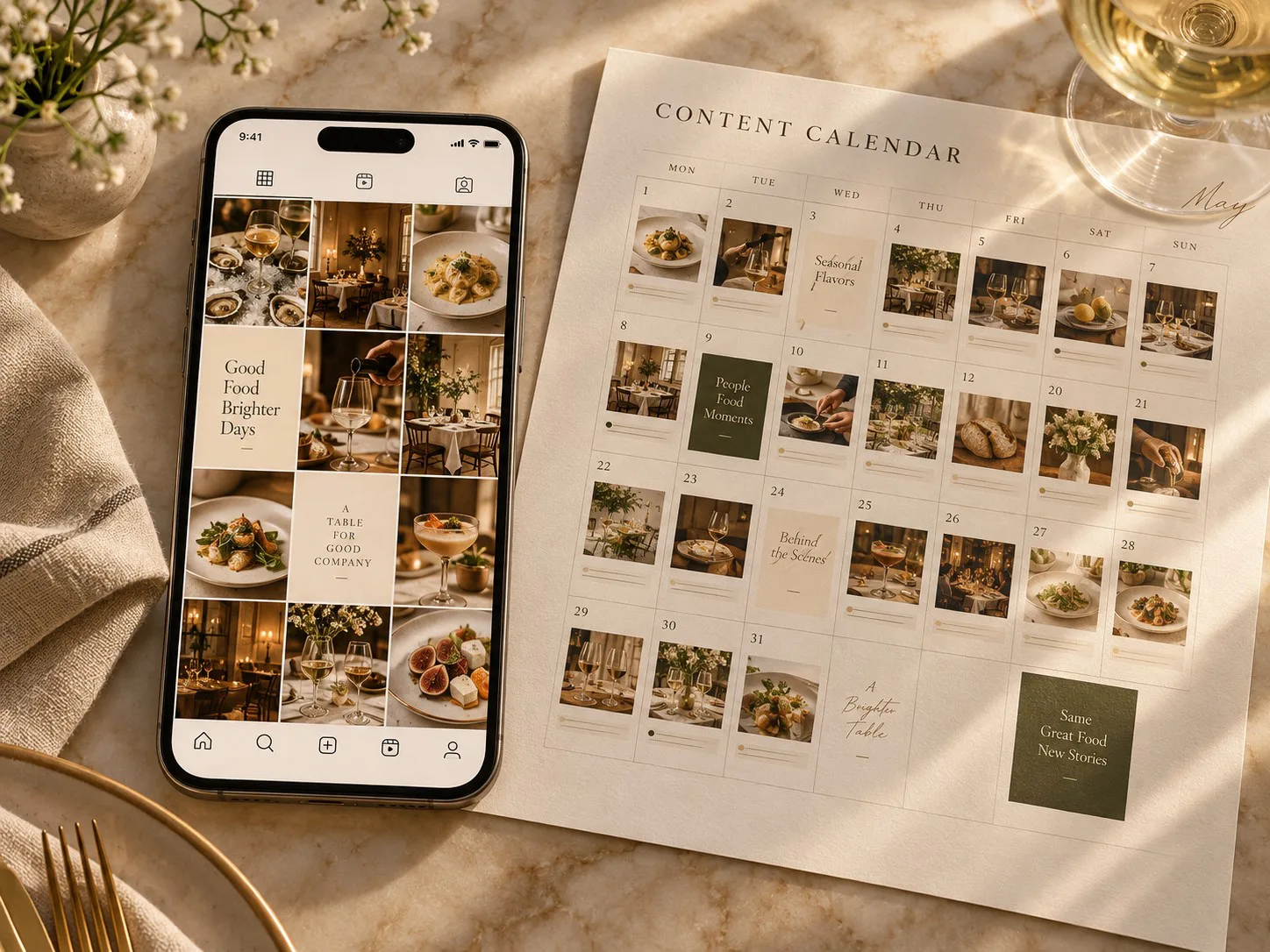 Calendrier éditorial pour un restaurant